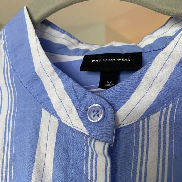 Who What Wear Blue & White Striped Button Up Shirt Size M - Picture 7 of 7